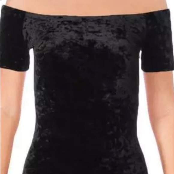 Aqua Black Velvet Off Shoulder Cocktail Dress ๐ - Picture 3 of 5